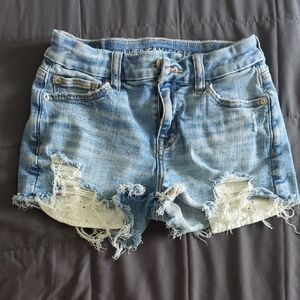 American Eagle Outfitters Light Blue Distressed Jean Shorts